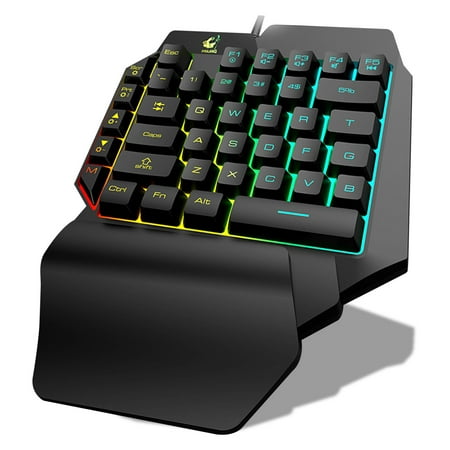 EEEkit One Handed Keyboard One-Handed Mechanical Gaming Keyboard with 35 Keys RGB LED Backlit Portable Mini Gaming Keypad for LOL/PUBG/Wow/Dota/OW/Fps