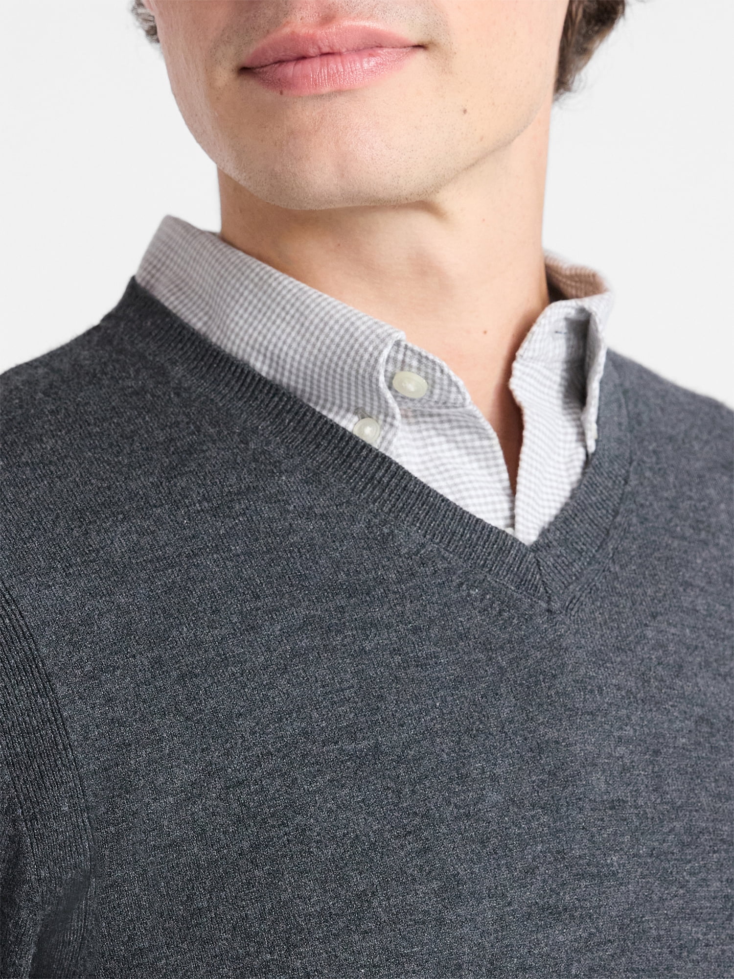 Free Assembly Men's Cozy Yarn Everyday V-Neck Sweater with Long Sleeves, Size XS-3XL