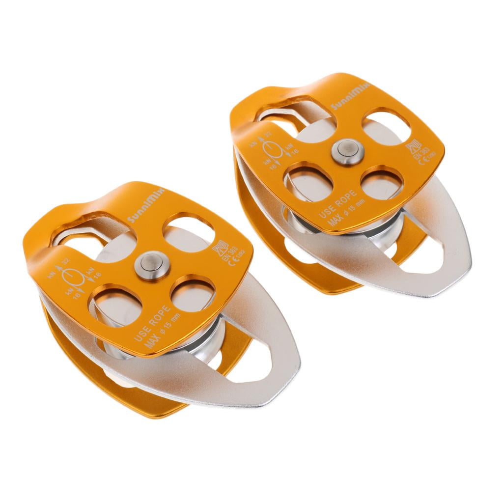 2Pcs, 32KN / 7100 lbs Double Mobile Sheave Attachment Pulley / Hitch