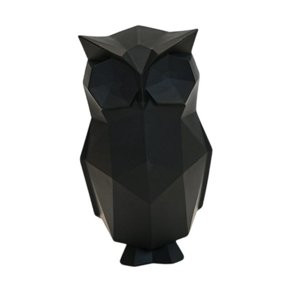 deevoka Abstract Geometric Sculptures Display Owl Figurine for Office Yard Bookshelf Black