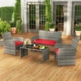 thumbnail image 4 of Gymax 4 Piece Patio Furniture Set Outdoor Wicker Conversation Set w/ Tempered Glass Coffee Table, 4 of 10