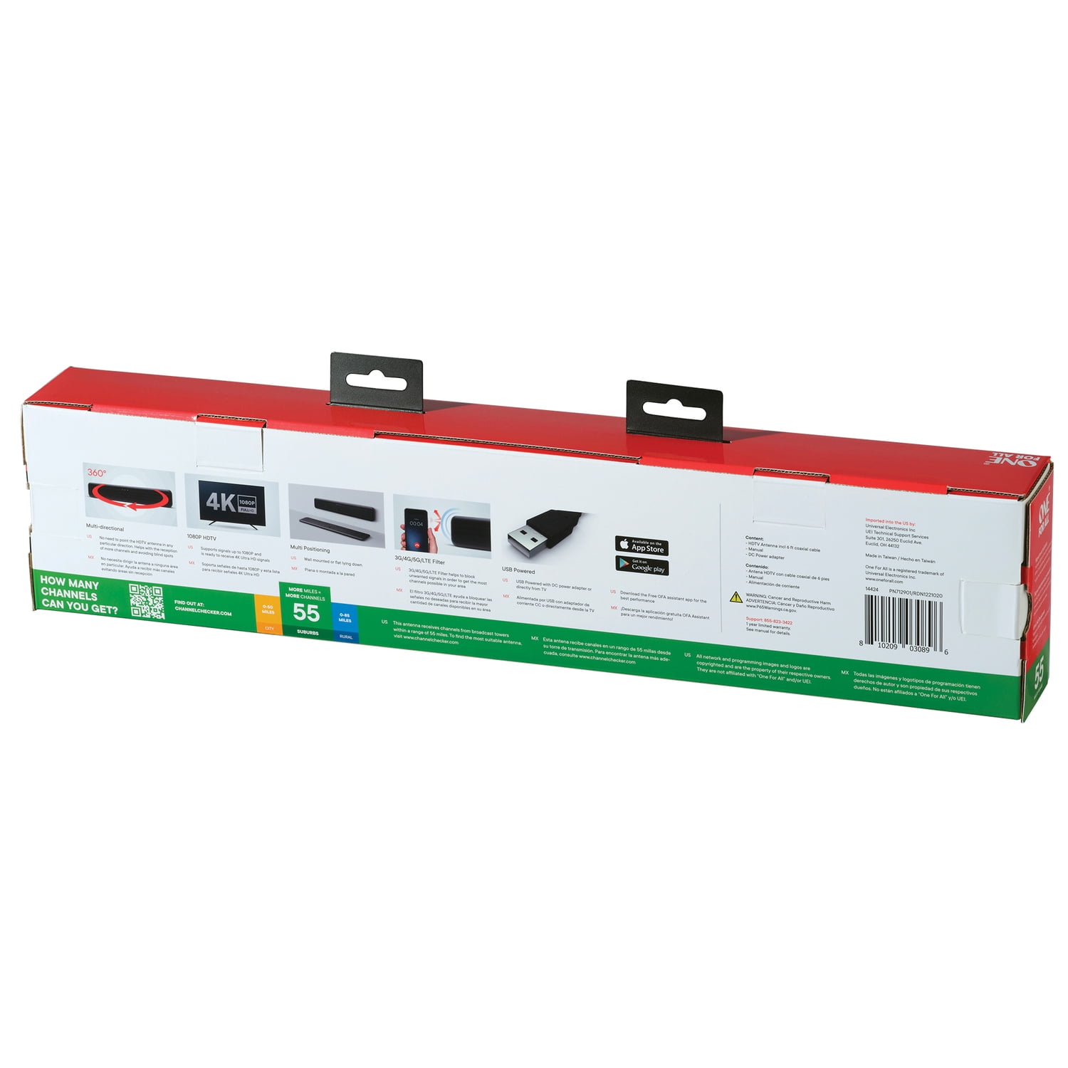 One For All Suburbs Amplified Bar Indoor HDTV Antenna