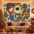 thumbnail image 3 of Koi and Dragon in Eclipse Over Crashing Waves, Mystical Illustration for Fantasy Art Lovers, Asian Inspired Wall Decor, Housewarming Gift, Tapestry Wall Hanging for Bedroom and Living Room, 3 of 7