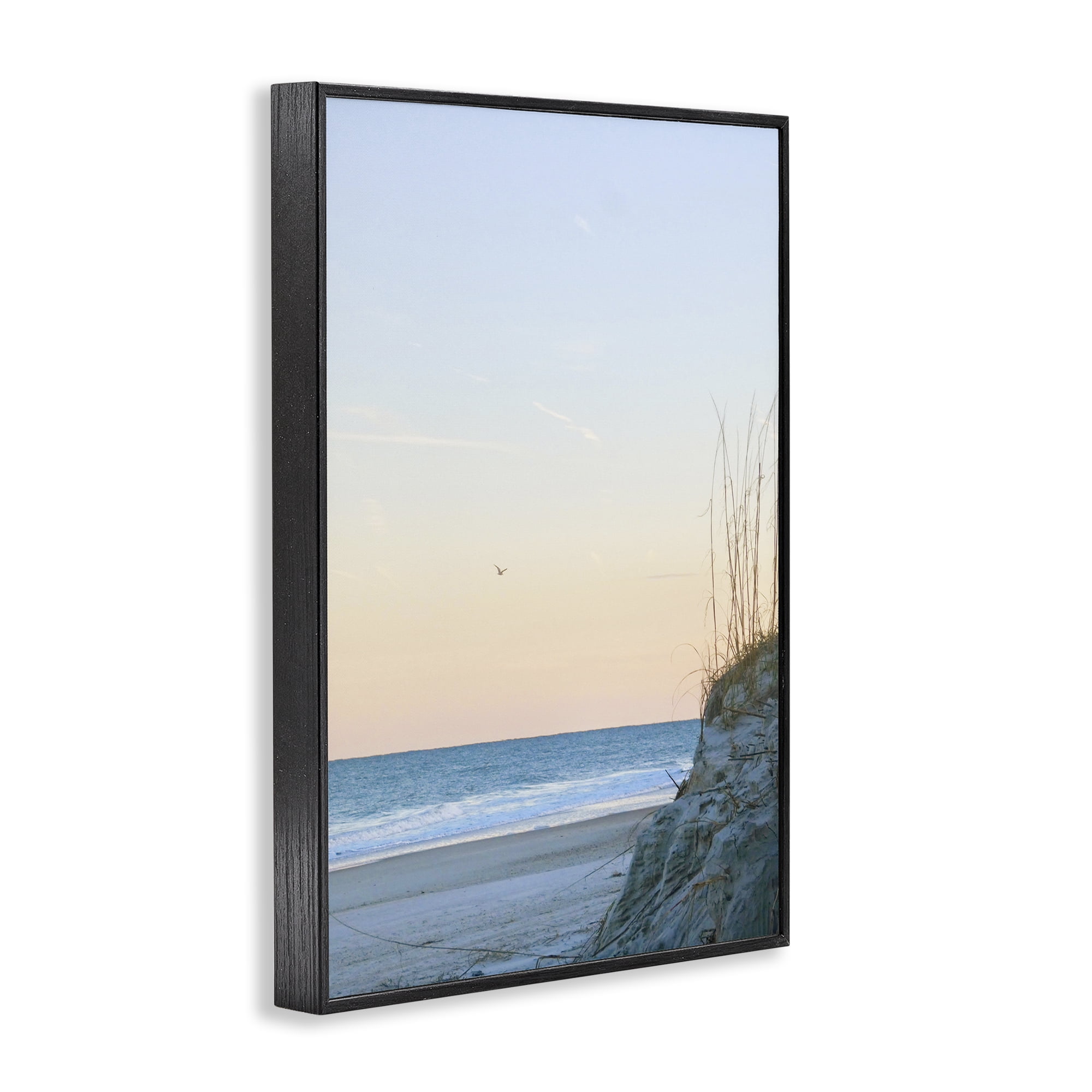 Stupell Industries Serene Beach Sunset Landscape Photography Black Framed Art Print Wall Art, 16 x 24