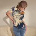 thumbnail image 3 of Pofeuu American Bald Eagle A Print Short Sleeve Body Suits Women Round Neck Bodysuits for Women Onesie Adult Set Body Suit-Small, 3 of 7