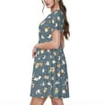 thumbnail image 2 of Goofa Cute Cats And Dogs Pattern Women Summer Short Sleeve Midi Dress with Pockets Casual Aline Flowy Tshirt Dress Vocation Beach Sundress, 2 of 6
