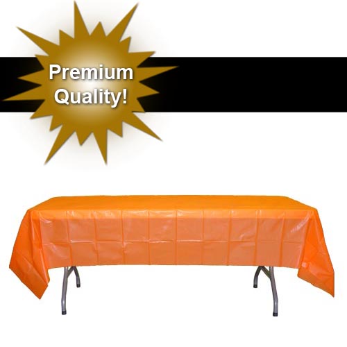 *Premium* Orange Plastic Table Cover 54 in. x 108 in. Disposable