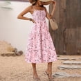 thumbnail image 5 of Summer Dresses for Women 2026 Women's Ditsy Floral Midi Dress Adjustable Spaghetti Strap Smocked Tiered A Line Casual Summer Vacation Dress, 5 of 9