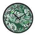 thumbnail image 2 of Dailycode Night Light Wall Clock Glow in The Dark 12 inch Battery Operated Silent Luminous Clocks, Emerald White Tropical Leaves, 2 of 6