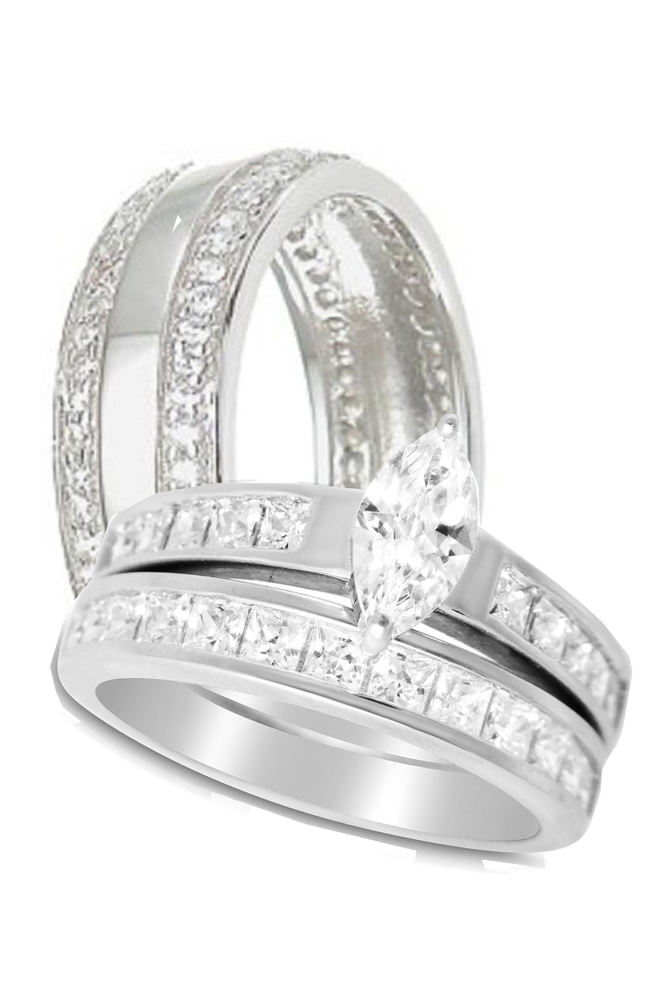 LaRaso & Co His Hers Wedding Ring Set Matching Sterling