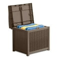 thumbnail image 6 of Suncast SSW1201 22 Gallon Resin Wicker Outdoor Storage Deck Box with Seat, Java, 6 of 9