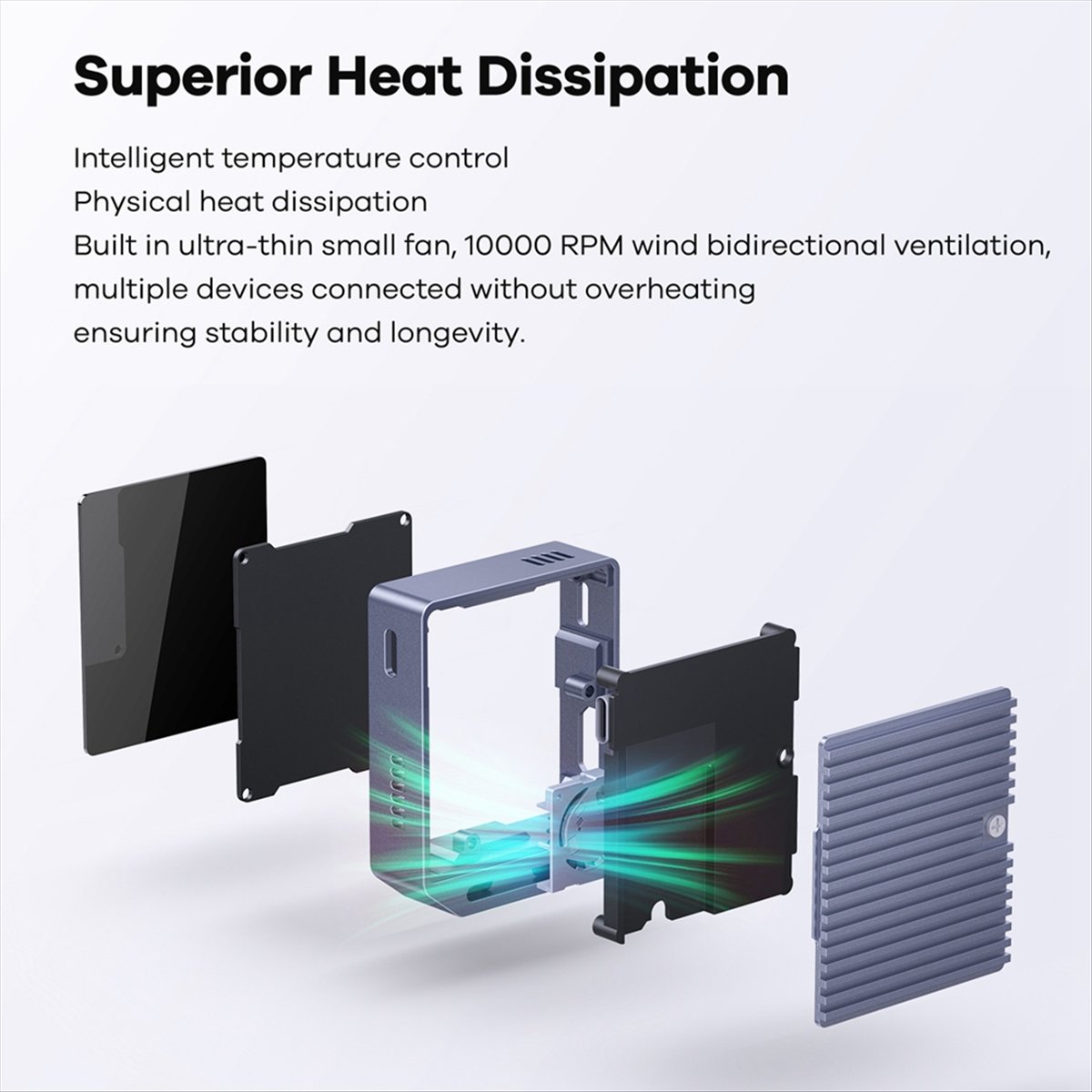 2230 M.2 NVMe/ SSD Enclosure with Cooling Fan USB 3.2 Gen 2 to NVMe PCI-E M.2 SSD Case for 2230 M.2 SSD