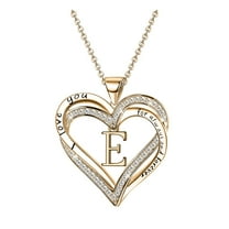 YUEHAO accessories Necklaces Pendants Women's Fashion Heart Letter Necklace 26 Letters Love Clavicle Neck Chain E