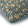 thumbnail image 3 of Pillow Cases, Blue 14"x14" (35x35 cm) Throw Pillows For Couch, Denim Maple Foil & Zardosi Cushion Cover, Nature & Floral Pattern Modern Style - Maple Gold, 3 of 5