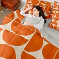 thumbnail image 4 of Manfei Orange Modern Minimalism Bedding Comforter Set 7pcs, Abstract Geometric Queen Bedding Sets, Teen Child Kid Adult Reversible Queen Sheet Sets, Breathable Home Decor, 4 of 7