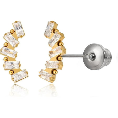 Limerencia Hypoallergenic Titanium F136 Screw In Flat Back Earrings Implant Grade G23 Tragus Helix Cartilage 20G Piercing for Women's Sensitive Ears