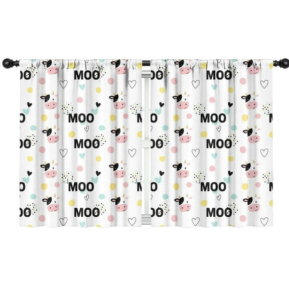 Blackout Kids Curtains,White Cow Moo Pattern Childrens Insulated Curtains Set Of 2,Bedroom Essentials,Toddler Room Decor 42x54in(106x137cm)