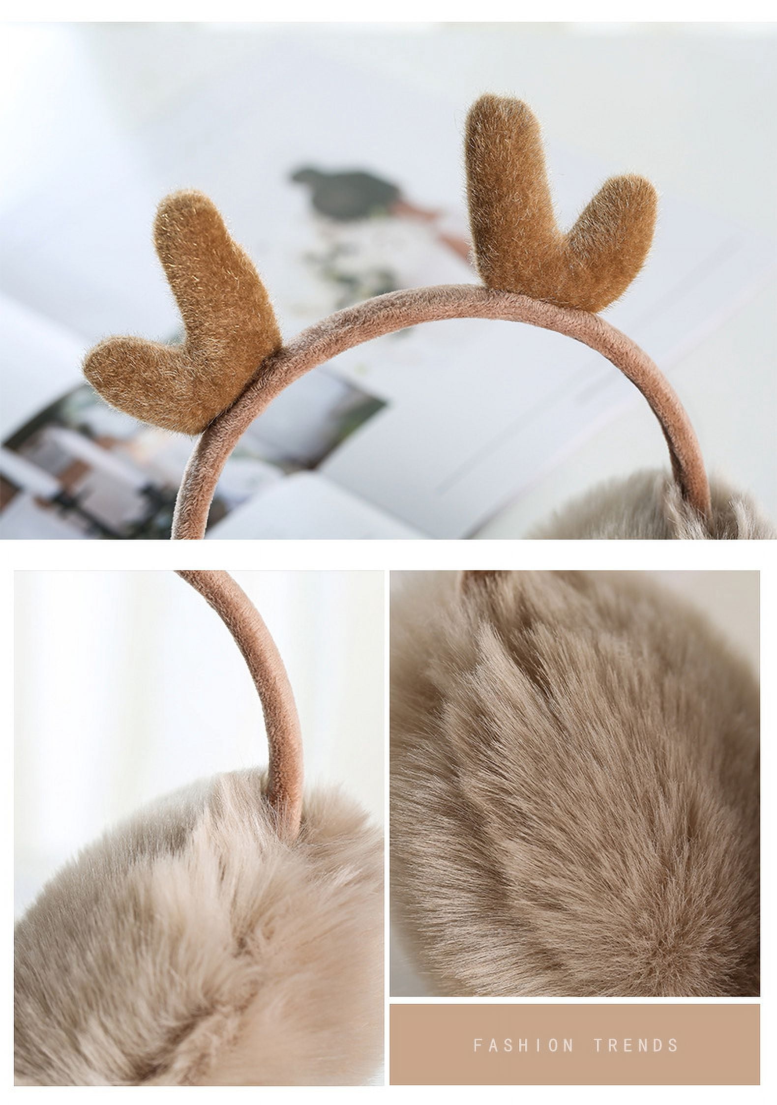 INC Crysyal Accent Antler Ear Muffs Natural Chinchilla Ear Muffs – Alaska Fur Gallery, Inc main image 3