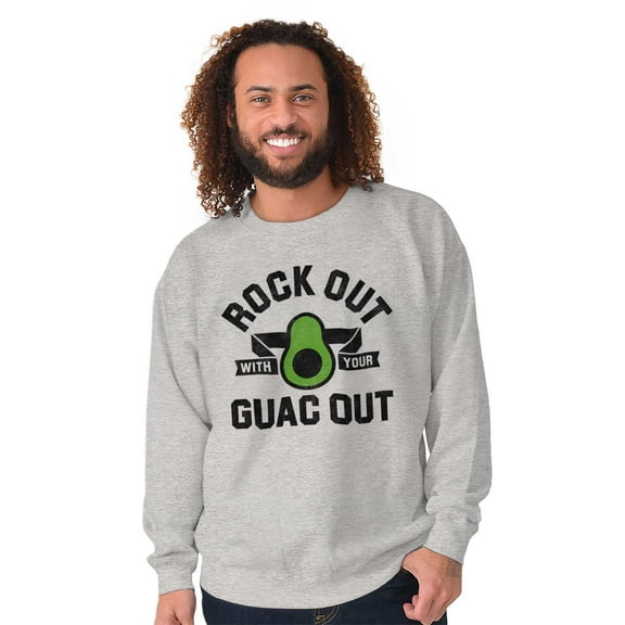 Rock Out With Guac Avocado Guacamole Unisex Plus Fleece Graphic Sweatshirt Brisco Brands 2X