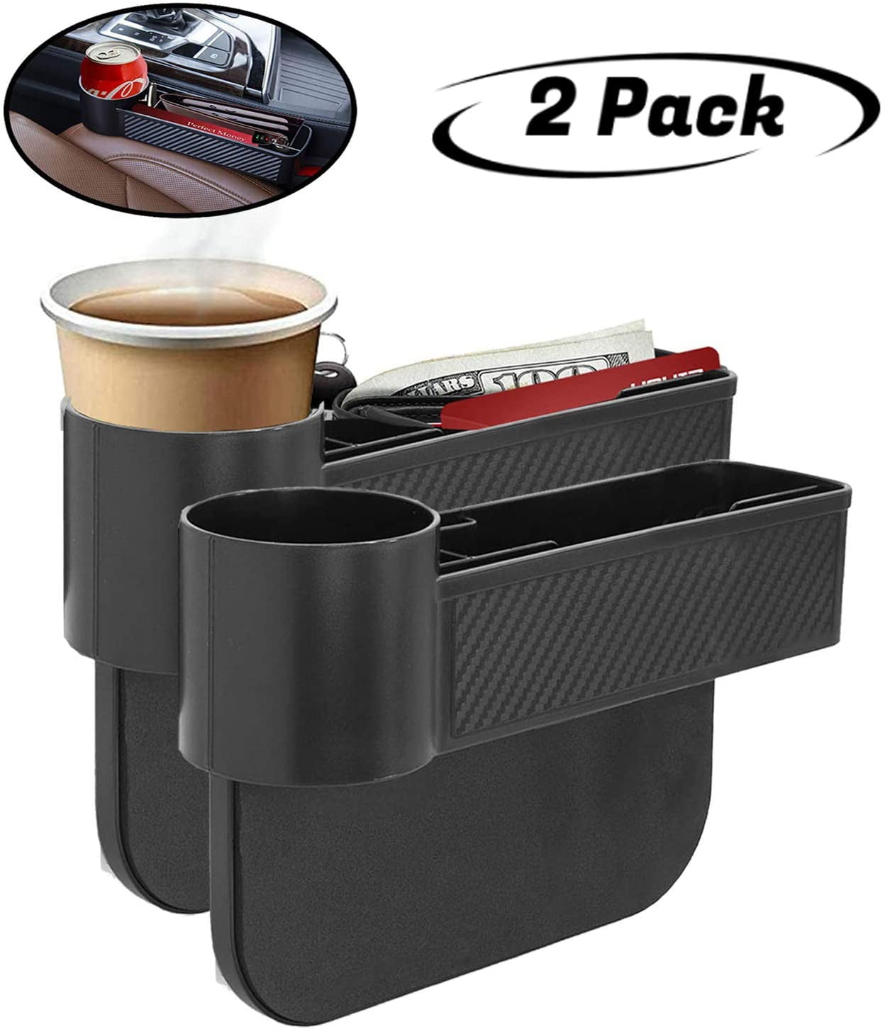 KMMOTORS Tank Side Pocket Console Side Organizer Strong Organizer Durable Cup Holder Crevice Filler Car Organizer Console Side Pocket Multi-Functional Organizer 
