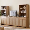 thumbnail image 5 of ARKANTOS Rattan Bookcase with Doors, 5 Shelf Adjustable Bookshelf and Storage Cabinet, Natural Oak, 5 of 12