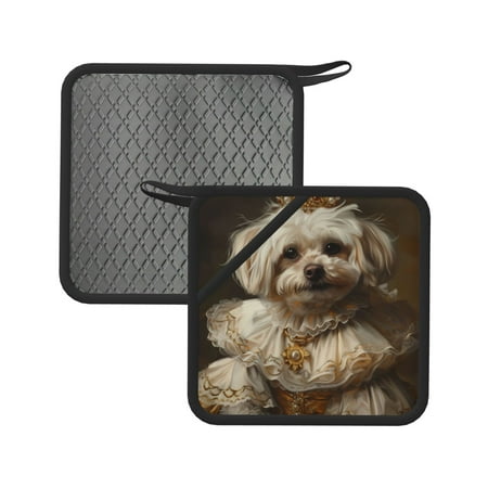 

Sikiie Regal Dog In Royal Attire Pot Holders Kitchen Insulation Mats Heat Resistant Pot-Holder Oven Anti-Scald Pads for Cooking Baking 7.1*7.1inch