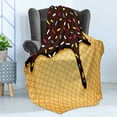 thumbnail image 4 of Ice Cream Soft Flannel Fleece Throw Blanket, Waffle Chocolate Flavor Dessert Delicious Yummy Backdrop Graphic, Cozy Plush for Indoor and Outdoor Use, 60" x 80", Dark Brown Mustard, by Ambesonne, 4 of 5