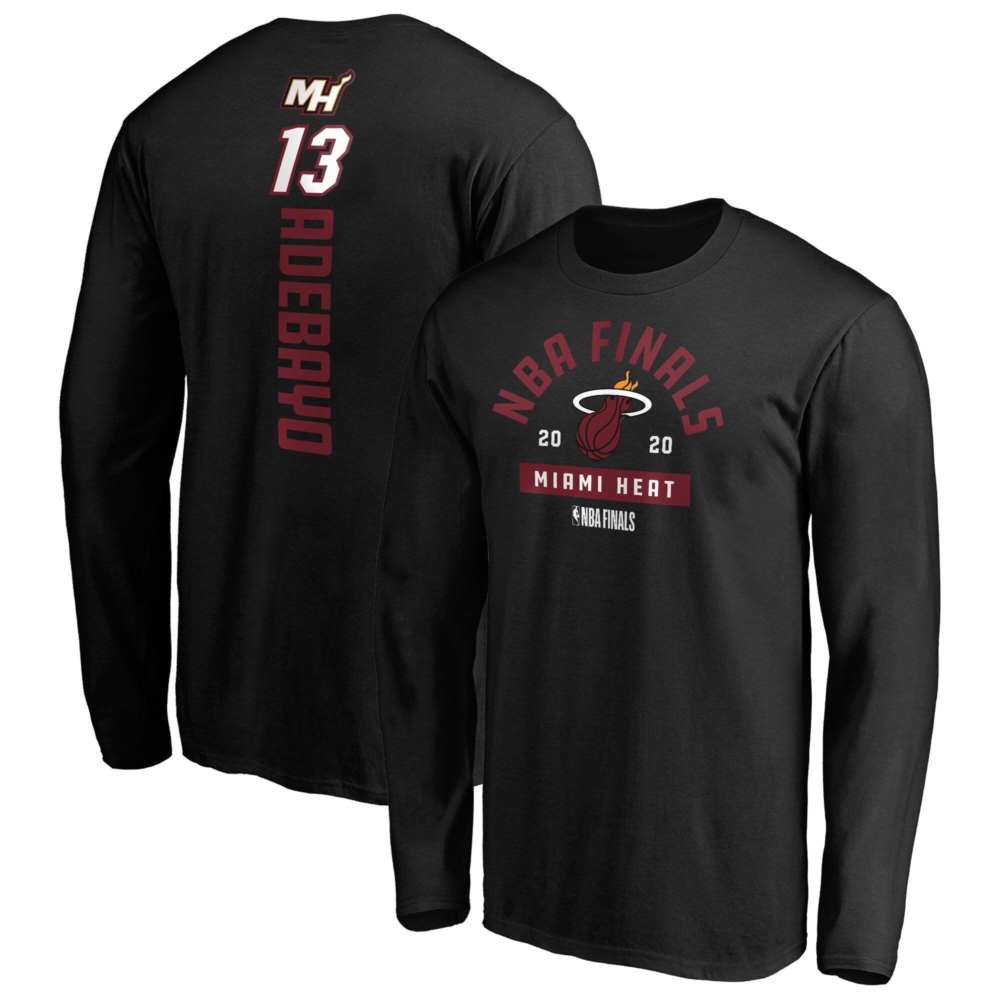 Bam Adebayo Miami Heat Fanatics Branded 2020 NBA Finals Bound Name & Number Long Sleeve T-Shirt ...