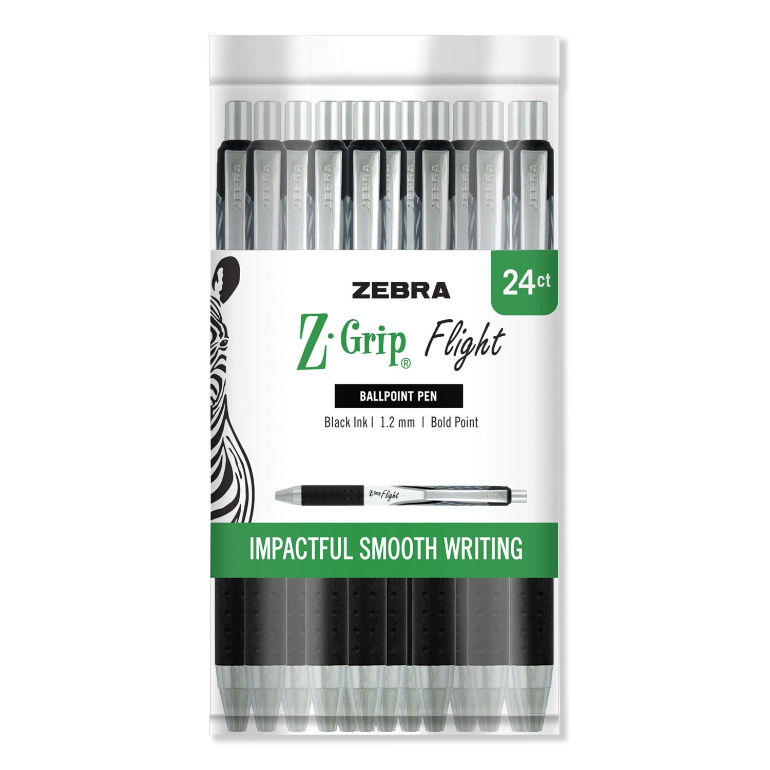 Zebra Z-Grip Flight Retractable Ballpoint Pen, 1.2 mm, Black/Barrel