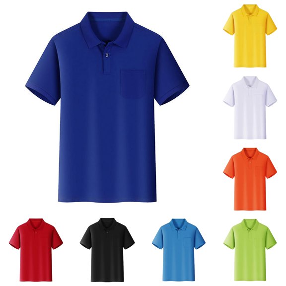 Ticikt Kids Short Sleeve Polo Shirts, Solid Lapel Collar Breathable Casual Daily Wear Tops for Boys Girls,5-6 Years