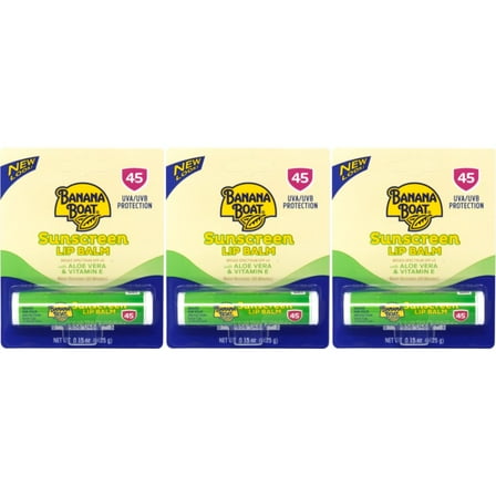 Banana Boat Aloe Vera with Vitamin E Sunscreen Lip Balm, SPF 45 .15 oz (4.25 g)