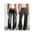 thumbnail image 2 of Michellecmm Women Casual Low Rise Jeans Fashion Loose Straight Leg Denim Pants with Pockets for Summer Spring, 2 of 9
