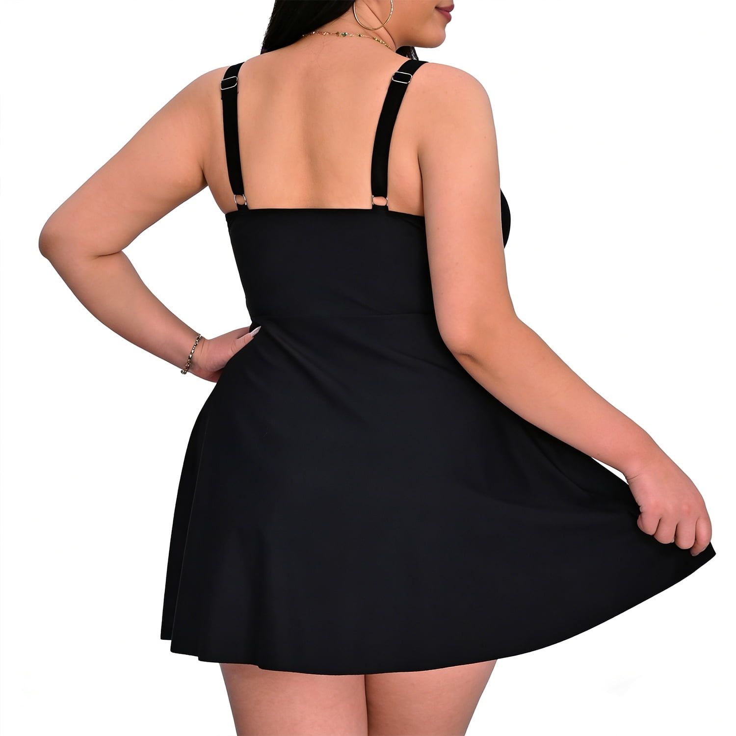 MecTo Women's Plus Size 2 Piece Tankini Set High Waist Tummy Control Bathing Suit with Swim Skirt