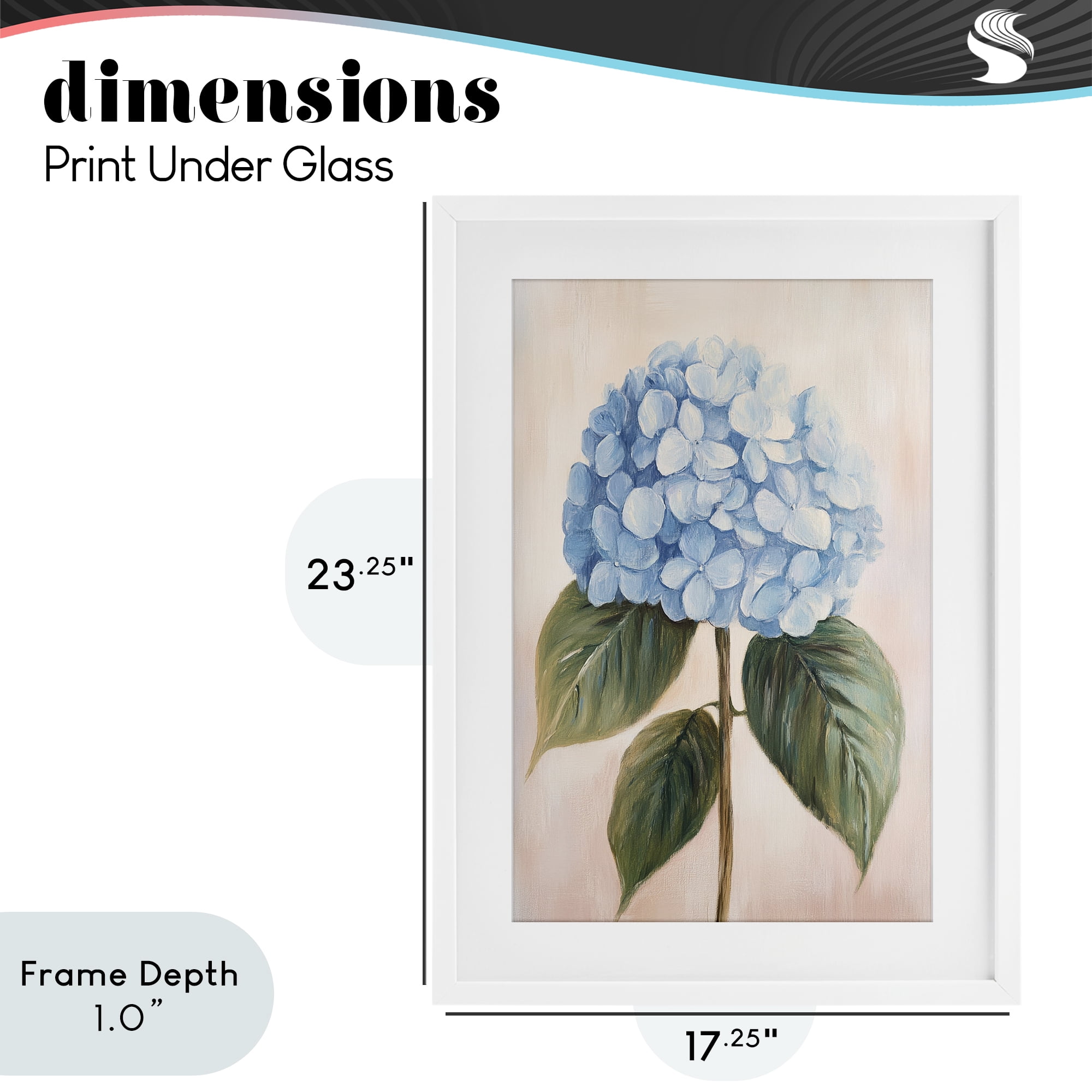 Stupell Industries Baby Blue Hydrangea White Framed Print Under Glass, design by Petal Prints Design