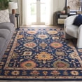 thumbnail image 2 of Safavieh  Handmade Antiquity Kristel Traditional Oriental Wool Rug 2'3" x 8' Runner - Navy/Beige, 2 of 5