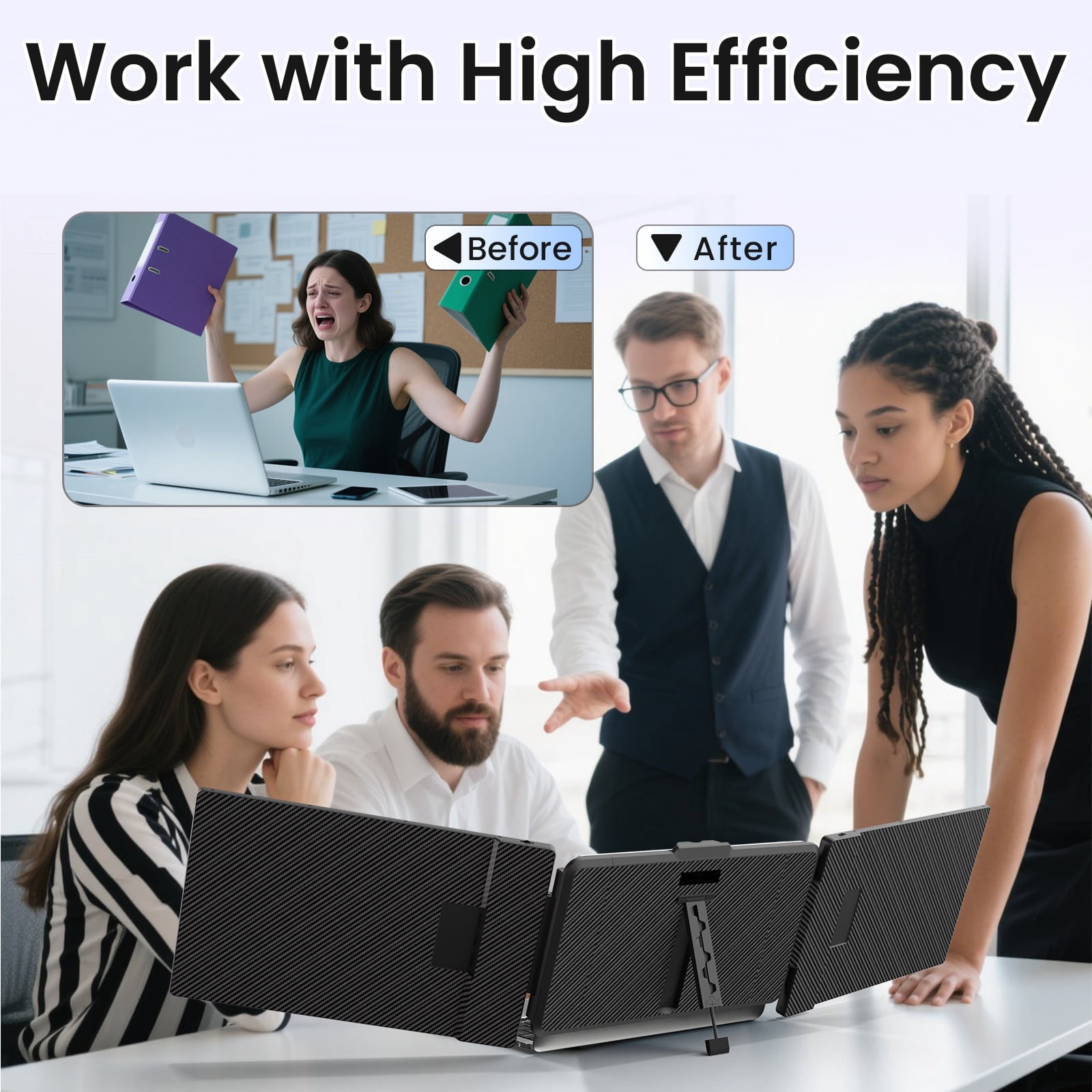 FORKA Laptop Screen Extender Monitor - 14" Portable IPS FHD 1080P, HDMI/USB-A/Type-C, Windows & Mac, Travel/Gaming/Work (Max Length: 15.94")