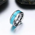 thumbnail image 5 of 8MM Tungsten Steel Turquoise Band Men's Wedding Party Engagement Ring Size 7-12, 5 of 8