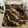 thumbnail image 2 of Manfei Metallic Marble Full Size Sheets,Brown Fluid Stripe Bed Sheets,Gold Sequin Print Sheet Sets For Girls Teens,Ultra Soft Home Decor,4-Piece, 2 of 7
