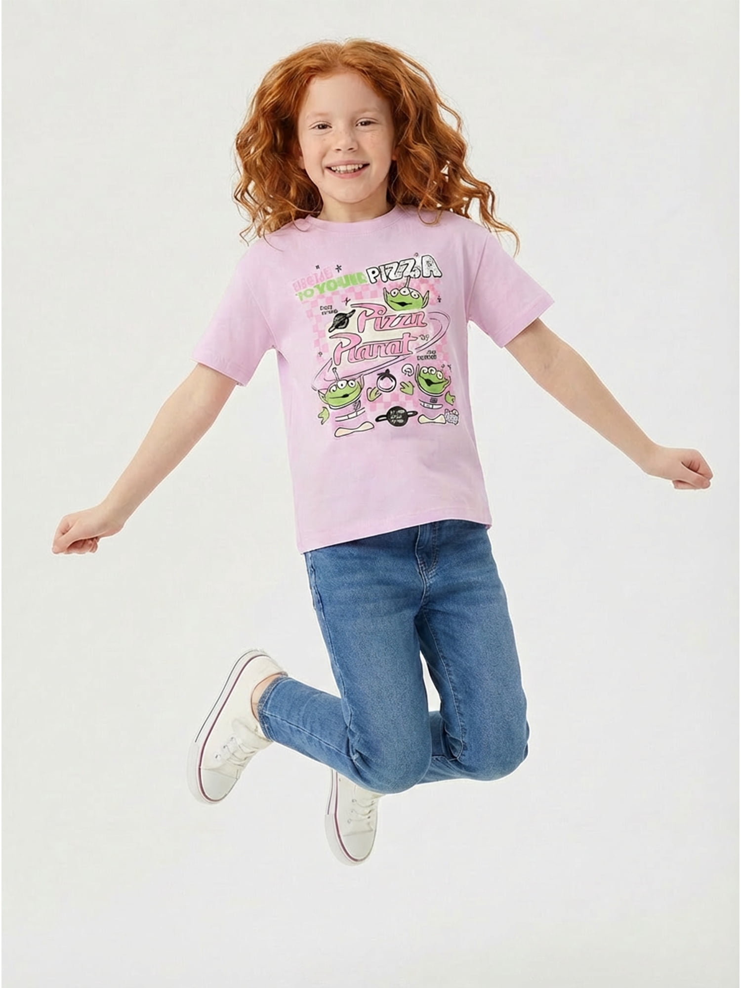 Toy Story Girls Take Me To Your Pizza Graphic T-Shirt with Short Sleeves, Sizes 4-16