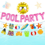 LaVenty Pool Party CORNET Decoration Pink Girl Beach Party Supplies Summer Sun Balloons for Luau Hawaii Beach Pool Party