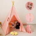 thumbnail image 3 of Tienda de campaña en forma de tipi RONGFA para niños portátil para niños, color rosa, 3 of 7
