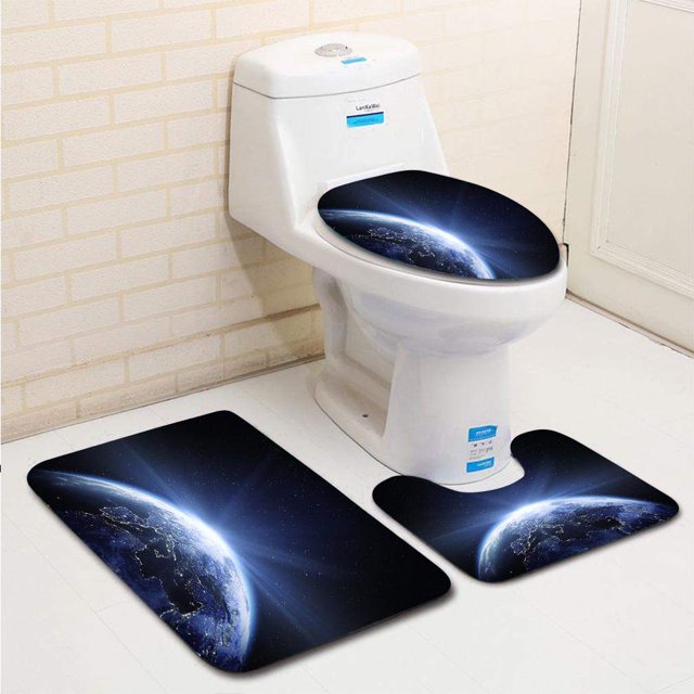 ABPHQTO Vista de la Tierra desde el espacio a Europa Juego de alfombras de baño de 3 piezas Alfombra de baño Alfombra de contorno y tapa de inodoro ABPHQTO Cont-CHAPPLE-31372