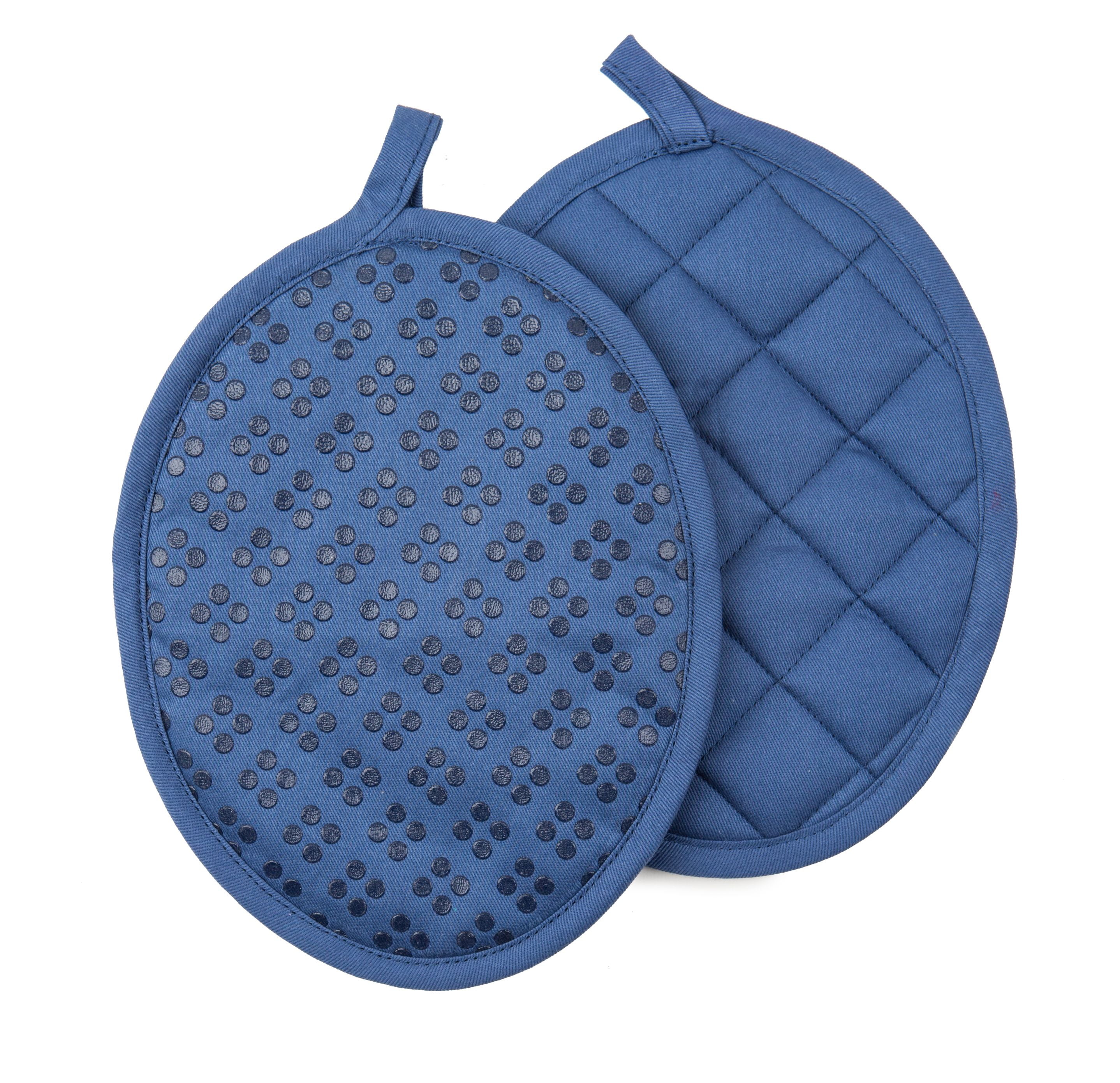 2pc Cotton Striped Oven Mitt and Pot Holder Set Blue - Threshold™
