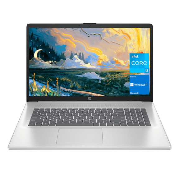 HP Laptop Touchscreen, 17.3" HD Display, Intel Core i3-1215U Processor, 16GB RAM, 512GB SSD, Intel UHD Graphics, Wi-Fi, Bluetooth, Webcam, Numeric Keypad, Windows 11 Home, Silver