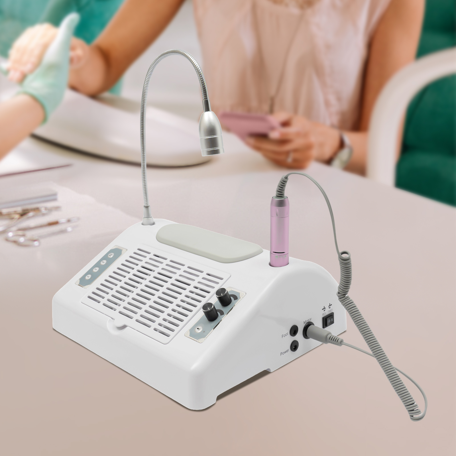 1PCS White 5 in 1 Electric Nail Drill Machine, BQ-50 Model