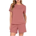 thumbnail image 2 of Guluxicc 2 Piece Womens Basic Sets Breathable T Shirts and Shorts with Pockets Solid Color Casual Outfits for Summer Loungewear, 2 of 5