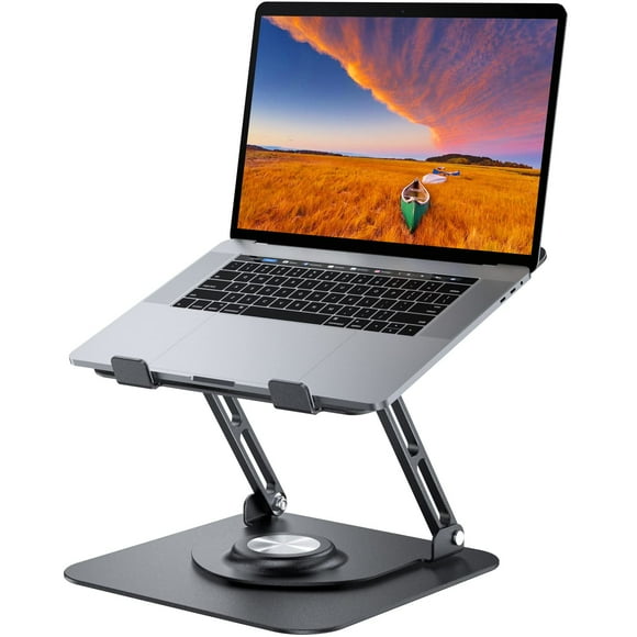 Laptop Stand for Desk, Adjustable Computer Stand with 360° Rotating Base, Ergonomic Laptop Riser for Collaborative Work, Foldable & Portable Laptop Stand, fits for All 10-16" Laptops