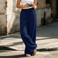 thumbnail image 5 of VV AVEORS Womens Wide Leg Sweatpants Drawstring Baggy Sweat Pants With Pockets Elastic Waisted Lounge Casual Trousers Navy L, 5 of 5
