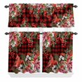 thumbnail image 2 of Kitchen Window Curtains Valance and Tier Set, Winter Canary Poinsettia Berry Rod Pocket Tier Curtain Valance Set, Christmas Buffalo Check Light Filtering Cafe Curtains for Bedroom Living Room, 2 of 9