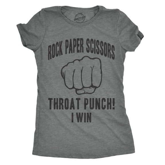 Womens Rock Paper Scissors Throat Punch T shirt Funny Sarcastic Humor Tee Girls Womens Graphic Tees